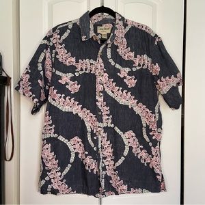 COOKE STREET HONOLULU BLUE & PINK FLORAL SHORT SLEEVE BUTTON DOWN SHIRT